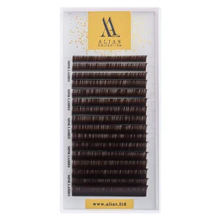 Вії для нарощування Alias Dark Chocolate вигин D, товщина 0.10, довжина mix 7-13 мм, 16 ліній