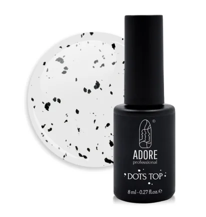 Топ для нігтів з крихтою без липкого шару Adore Professional Dots Top №01 Glossy, UV-фільтр, 8 мл