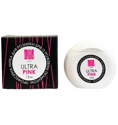 Нитка для розмітки брів Vilmy з пігментом, Ultra Pink, 15 м